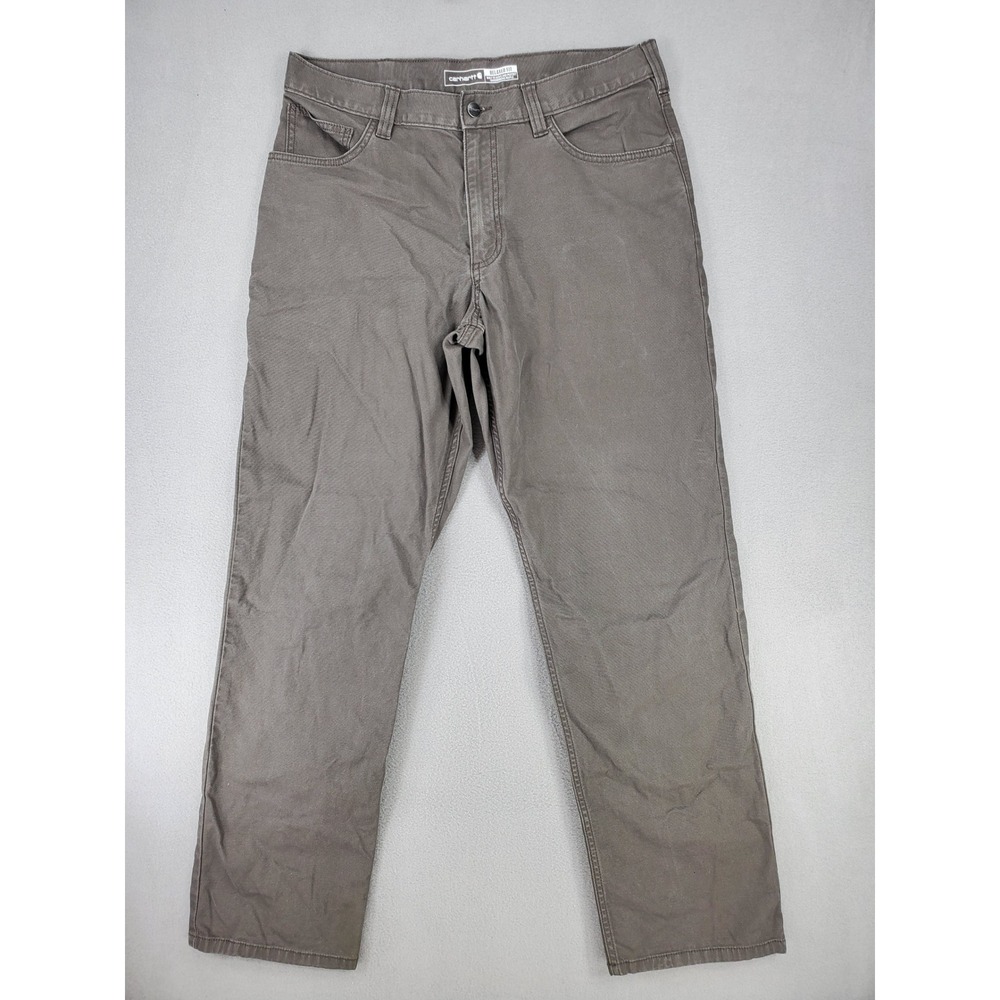 Carhartt Rugged Flex Work Pant Mens 34 Gray Relaxed Fit Canvas BN2517-M
